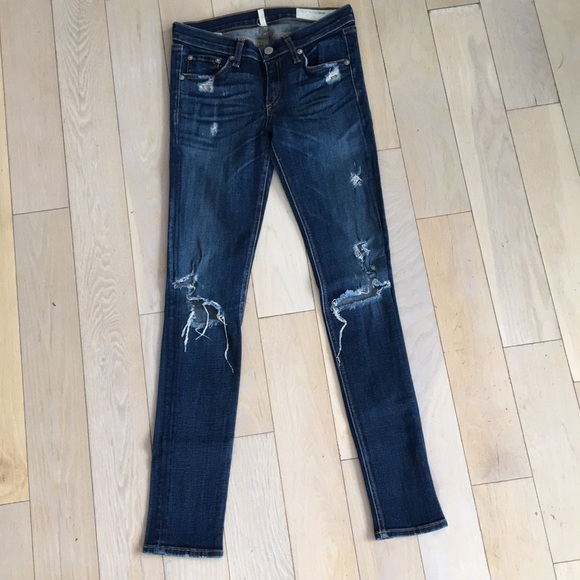 Rag & bone distressed w holes skinny jean size 26 - Picture 1 of 5